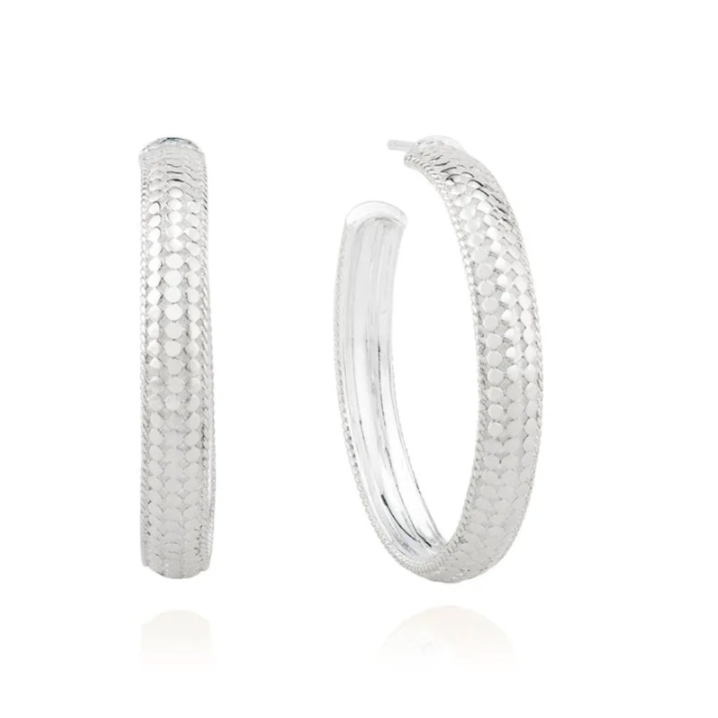 Anna Beck Large Dome Silver Hoop Earrings - Nib